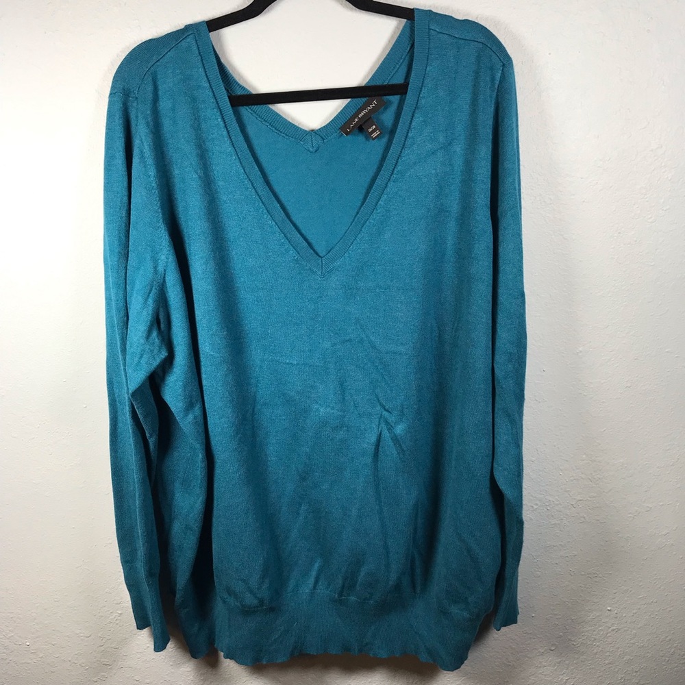 Lane Bryant V-neck sweater teal size 26/28